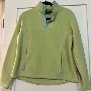 Women’s LLBean Lime Green Fleece Pullover Snap